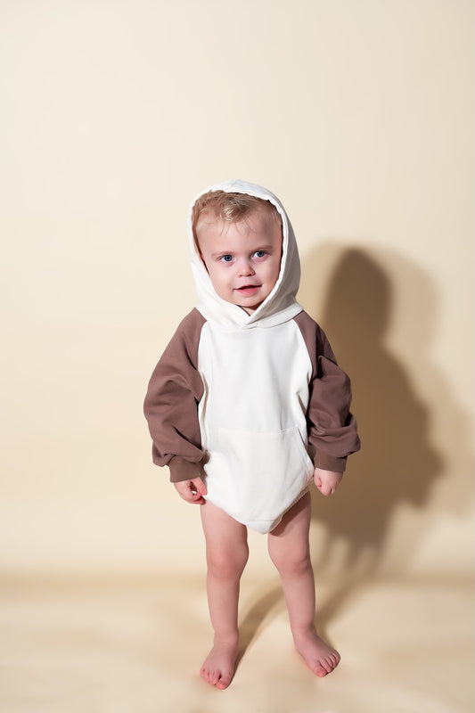 Brown Sleeve Hoodie Romper