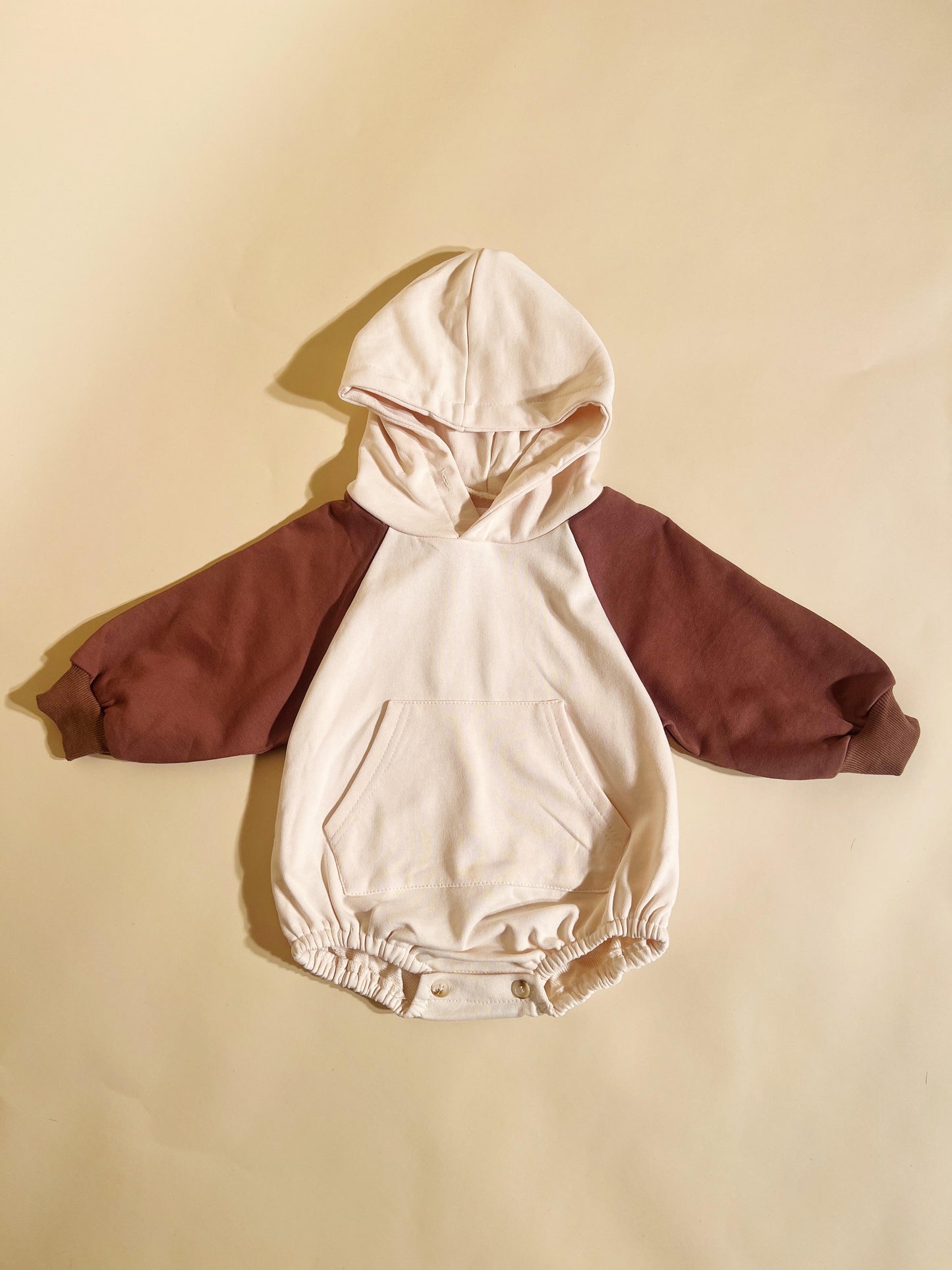 Brown Sleeve Hoodie Romper